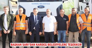 BAŞKAN SARI’DAN KARDEŞ BELEDİYELERE TEŞEKKÜR